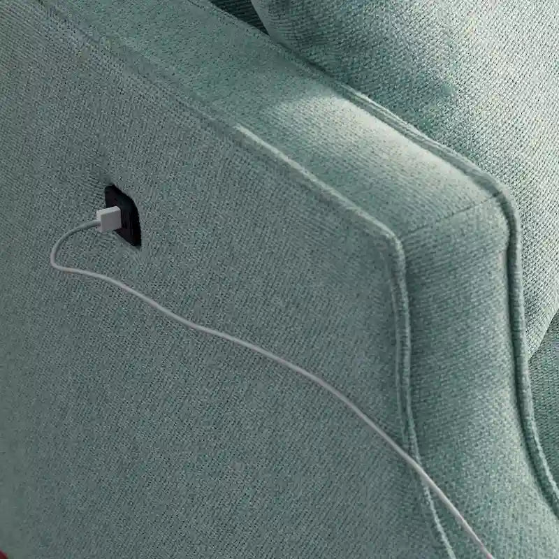 Mid-Century Modern Loveseat Sofa with USB Charging Ports, High-Density Foam & Pine Wood Frame