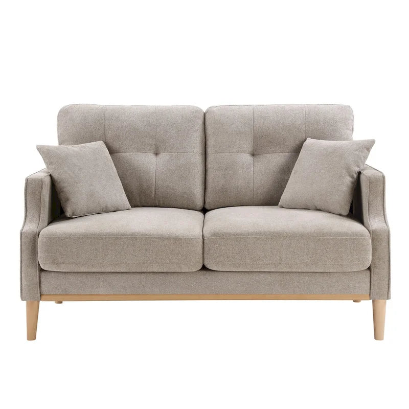 Mid-Century Modern Loveseat Sofa with USB Charging Ports, High-Density Foam & Pine Wood Frame