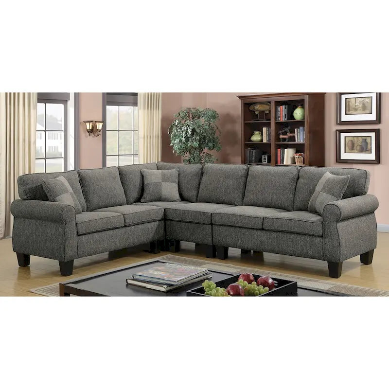 Transitional L-Shaped Sectional Sofa, Modular Reversible Design with Plush Cushions & Pillows, Seats 5, 600 lb Capacity