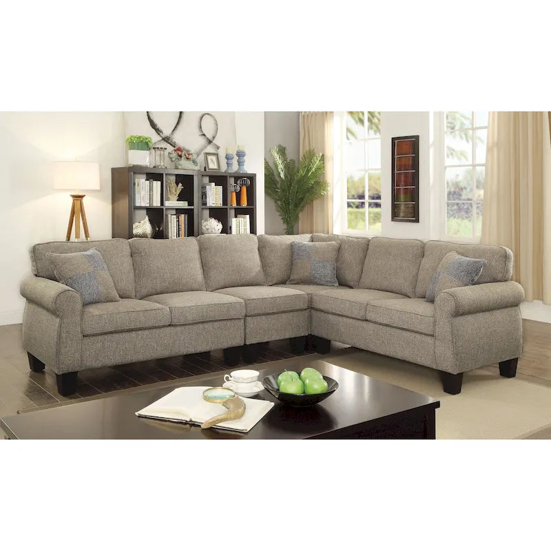 Transitional L-Shaped Sectional Sofa, Modular Reversible Design with Plush Cushions & Pillows, Seats 5, 600 lb Capacity