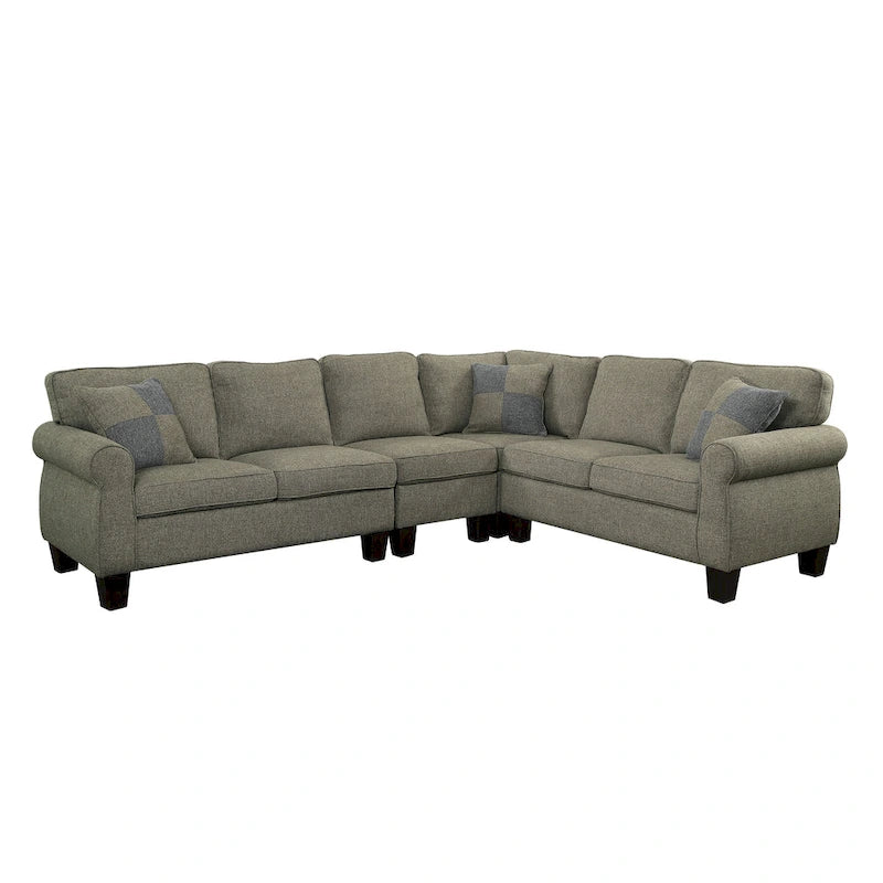 Transitional L-Shaped Sectional Sofa, Modular Reversible Design with Plush Cushions & Pillows, Seats 5, 600 lb Capacity