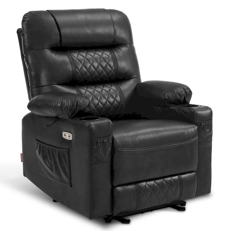 Power Lift Recliner Chair with Vibration Massage & Heat, Extendable Footrest, Supports 320 lbs, Breathable Leather