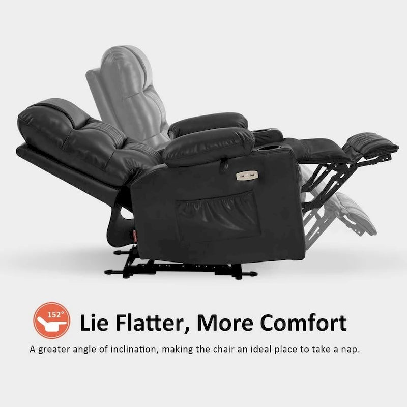 Power Lift Recliner Chair with Vibration Massage & Heat, Extendable Footrest, Supports 320 lbs, Breathable Leather