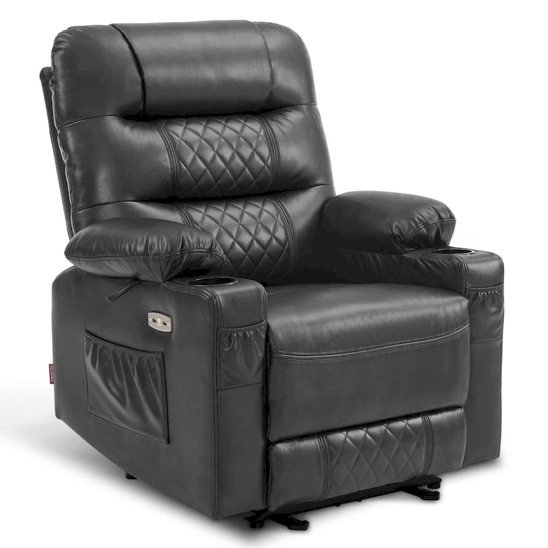 Power Lift Recliner Chair with Vibration Massage & Heat, Extendable Footrest, Supports 320 lbs, Breathable Leather