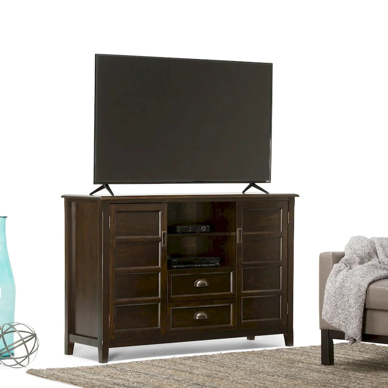 WYNDENHALL Portland SOLID WOOD 54 inch Wide Transitional TV Media Stand For TVs up to 60 inches - 54w x 17.5d x 36 h