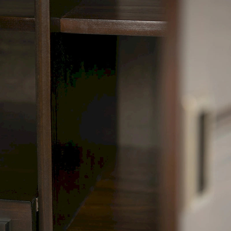 Solid Wood TV Stand for TVs up to 60", 54" Wide with Storage Cabinets & Drawers, Medium Saddle Brown Finish