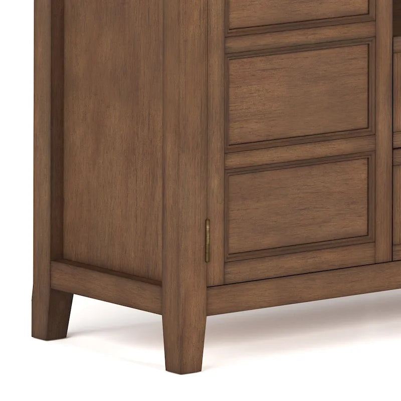 Solid Wood TV Stand for TVs up to 60", 54" Wide with Storage Cabinets & Drawers, Medium Saddle Brown Finish