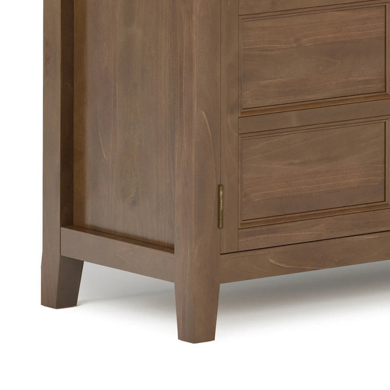 Solid Wood TV Stand for TVs up to 60", 54" Wide with Storage Cabinets & Drawers, Medium Saddle Brown Finish