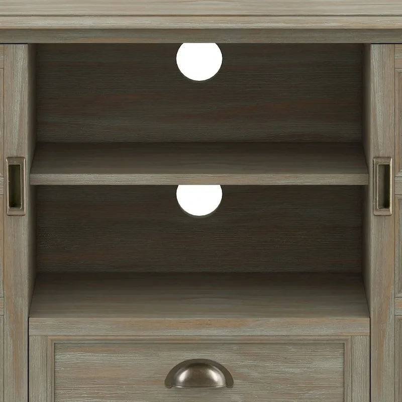 Solid Wood TV Stand for TVs up to 60", 54" Wide with Storage Cabinets & Drawers, Medium Saddle Brown Finish