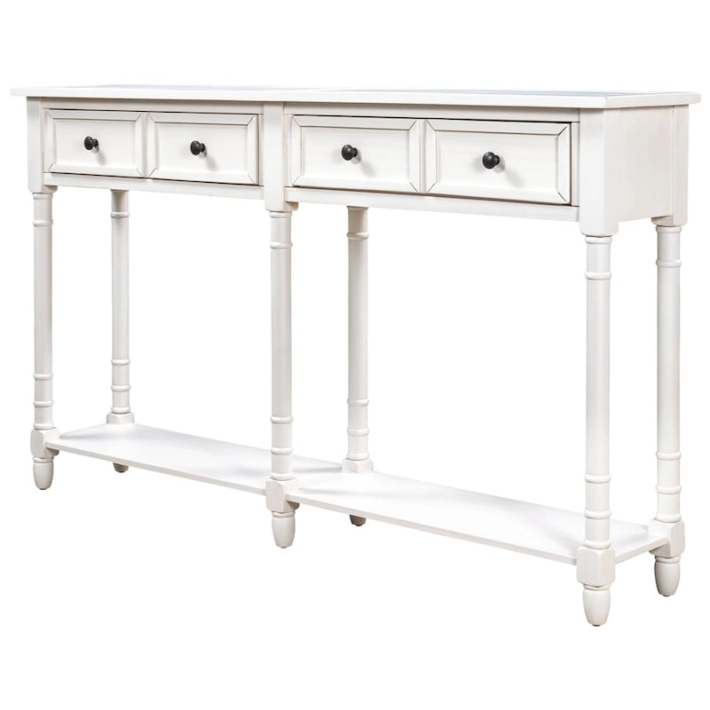 Console Table Sofa Table Easy Assembly with Two Storage Drawers and Bottom Shelf for Living Room, Entryway