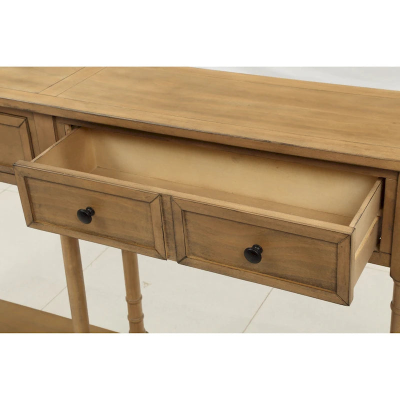 Console Table Sofa Table Easy Assembly with Two Storage Drawers and Bottom Shelf for Living Room, Entryway