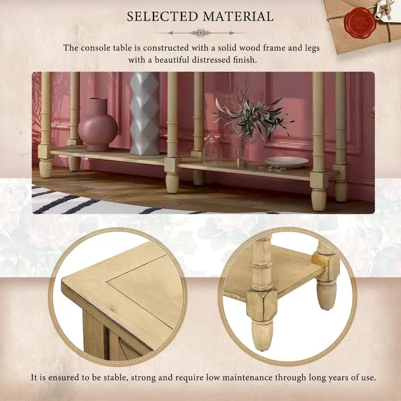 Console Table Sofa Table Easy Assembly with Two Storage Drawers and Bottom Shelf for Living Room, Entryway