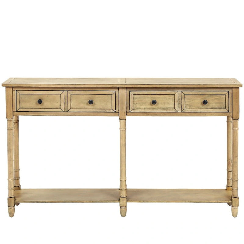 Console Table Sofa Table Easy Assembly with Two Storage Drawers and Bottom Shelf for Living Room, Entryway