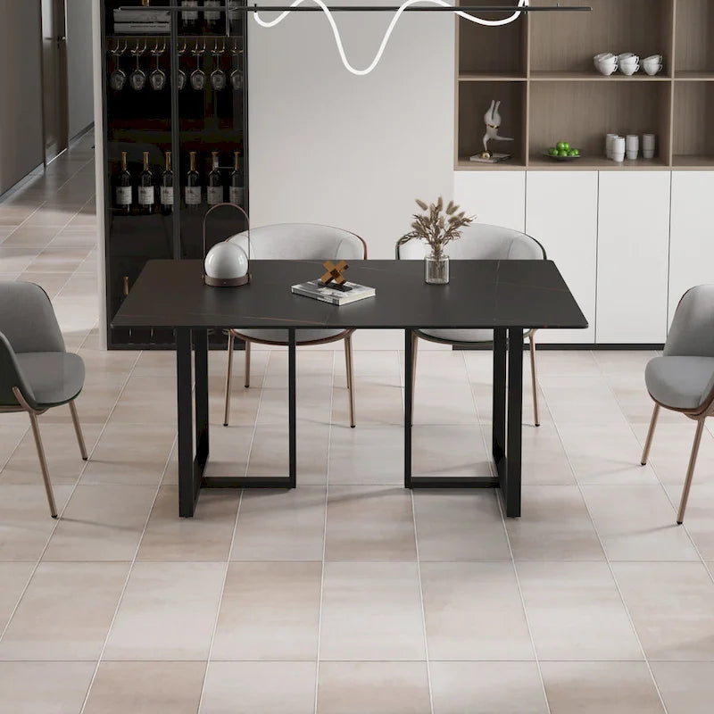 A rectangular marble dining table will add a touch of modern elegance to your dining room.