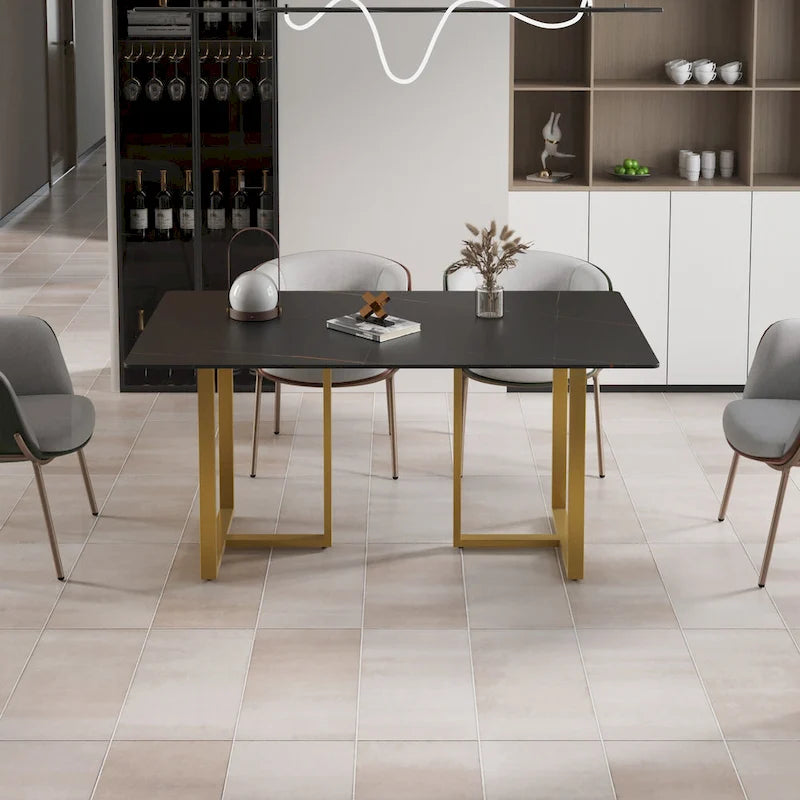 A rectangular marble dining table will add a touch of modern elegance to your dining room.