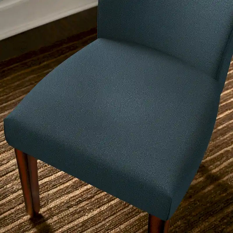 Set of 2 Contemporary Upholstered Dining Chairs, Espresso Rubberwood Legs, Velvet or Linen, 20.5" Seat Height