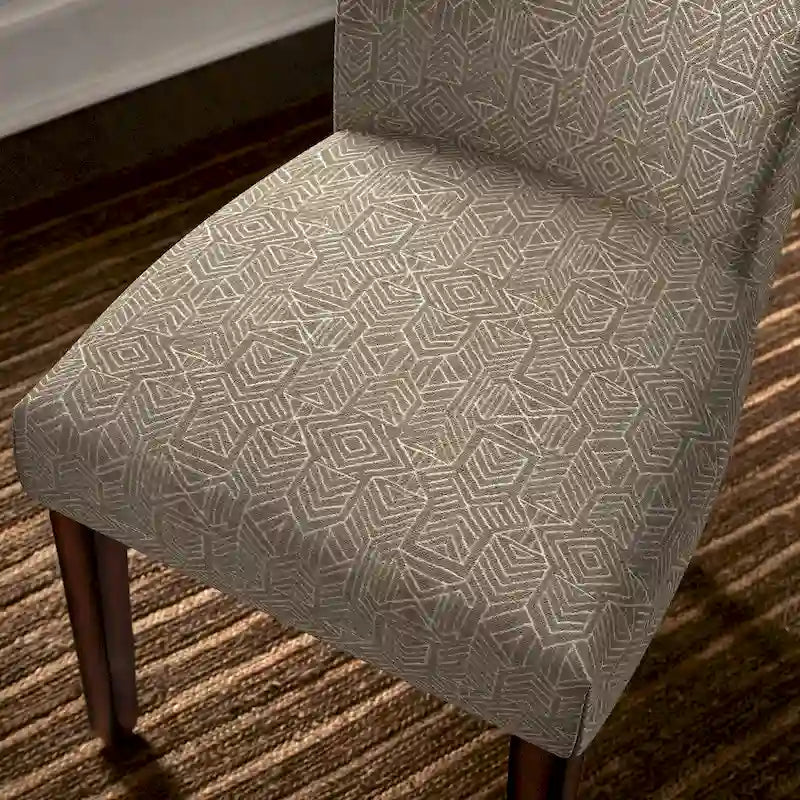 Set of 2 Contemporary Upholstered Dining Chairs, Espresso Rubberwood Legs, Velvet or Linen, 20.5" Seat Height