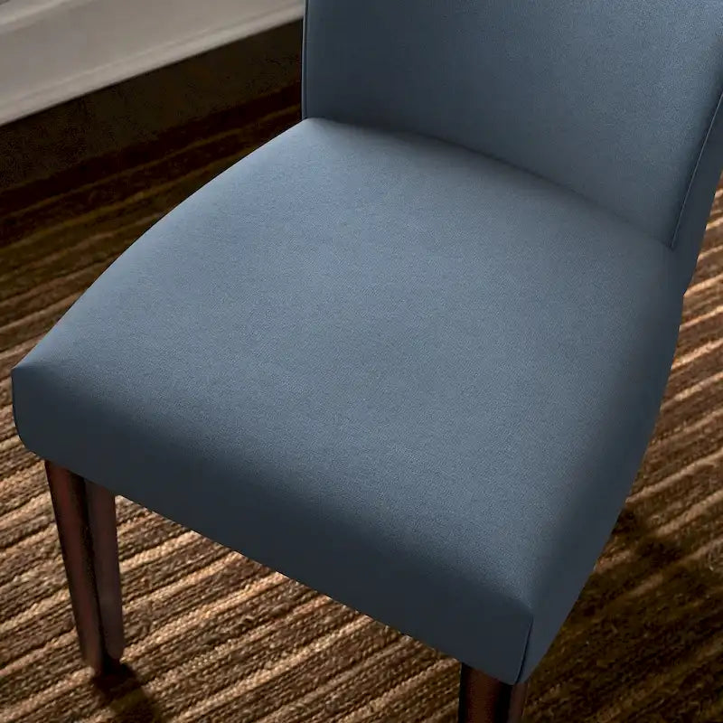 Set of 2 Contemporary Upholstered Dining Chairs, Espresso Rubberwood Legs, Velvet or Linen, 20.5" Seat Height