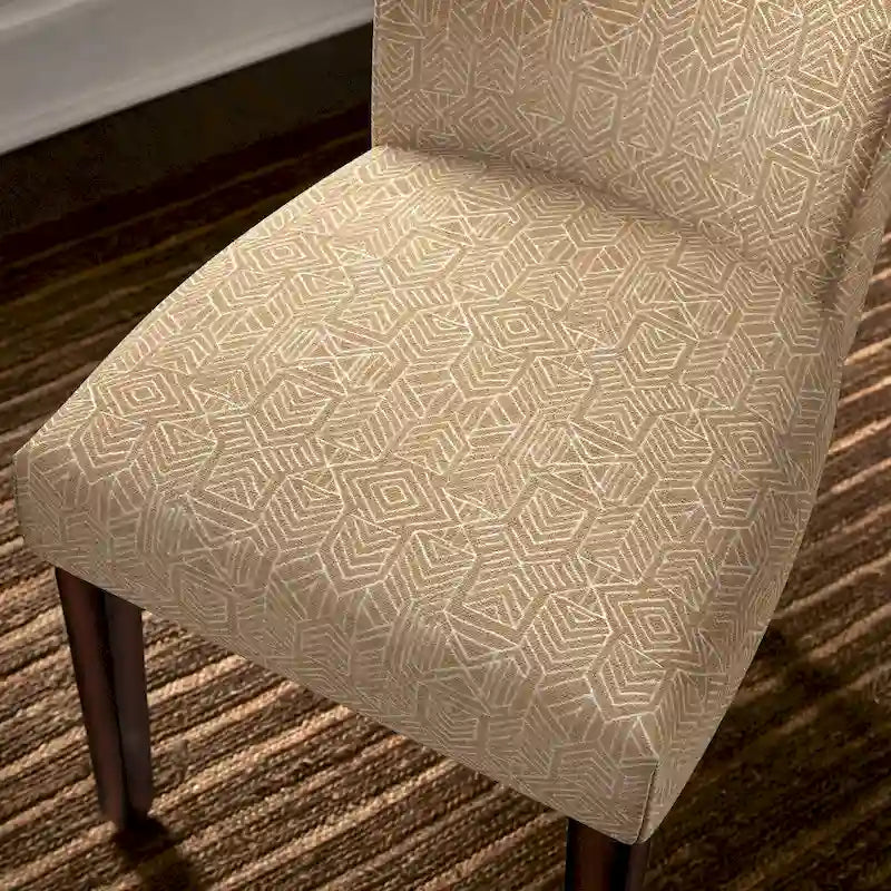 Set of 2 Contemporary Upholstered Dining Chairs, Espresso Rubberwood Legs, Velvet or Linen, 20.5" Seat Height