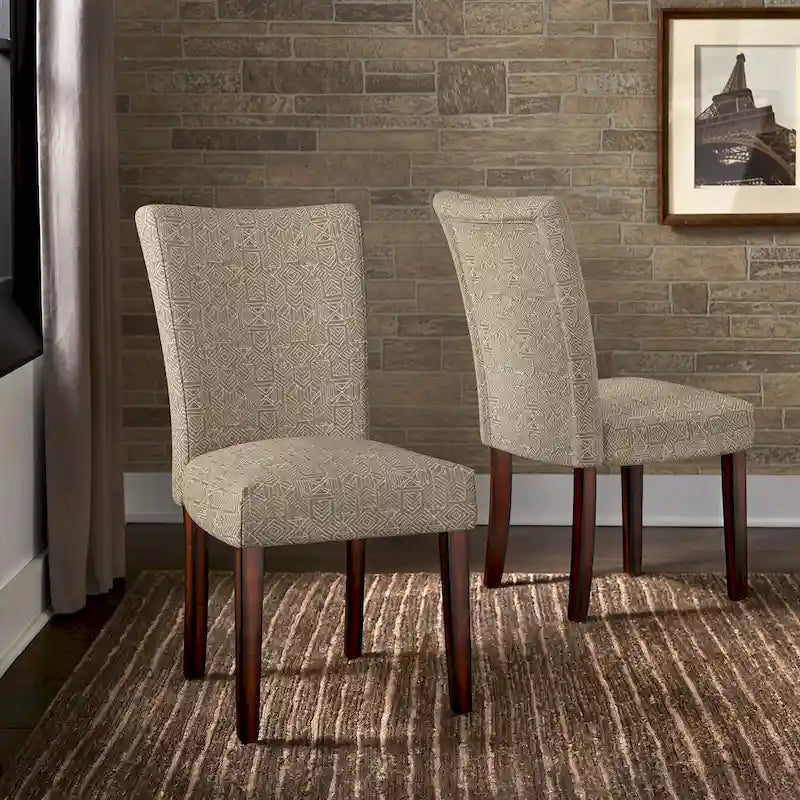 Set of 2 Contemporary Upholstered Dining Chairs, Espresso Rubberwood Legs, Velvet or Linen, 20.5" Seat Height