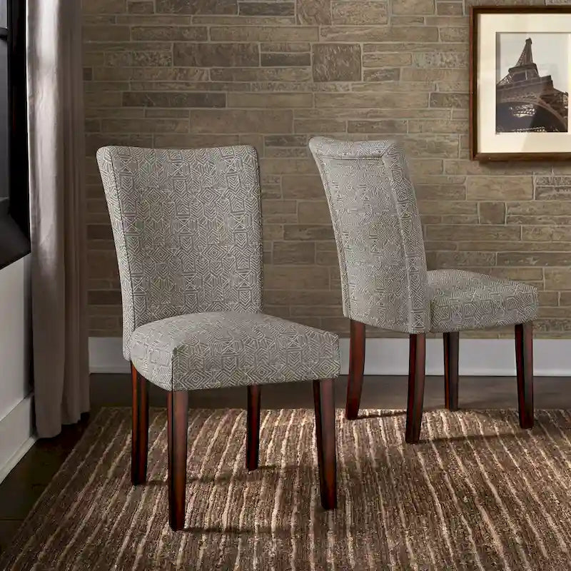 Set of 2 Contemporary Upholstered Dining Chairs, Espresso Rubberwood Legs, Velvet or Linen, 20.5" Seat Height