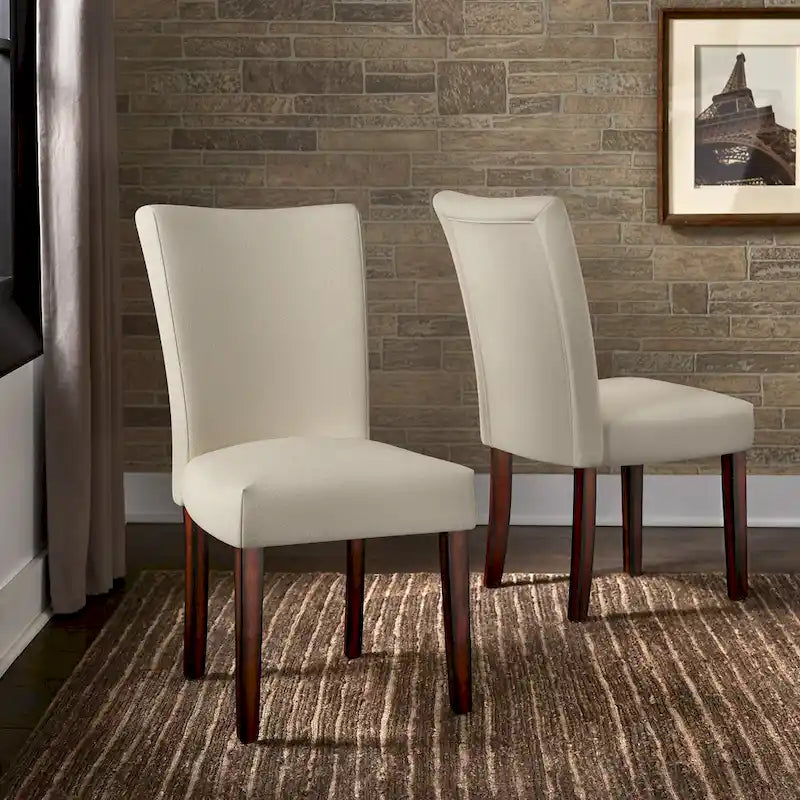 Set of 2 Contemporary Upholstered Dining Chairs, Espresso Rubberwood Legs, Velvet or Linen, 20.5" Seat Height