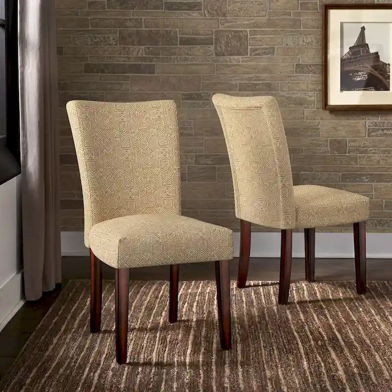 Set of 2 Contemporary Upholstered Dining Chairs, Espresso Rubberwood Legs, Velvet or Linen, 20.5" Seat Height