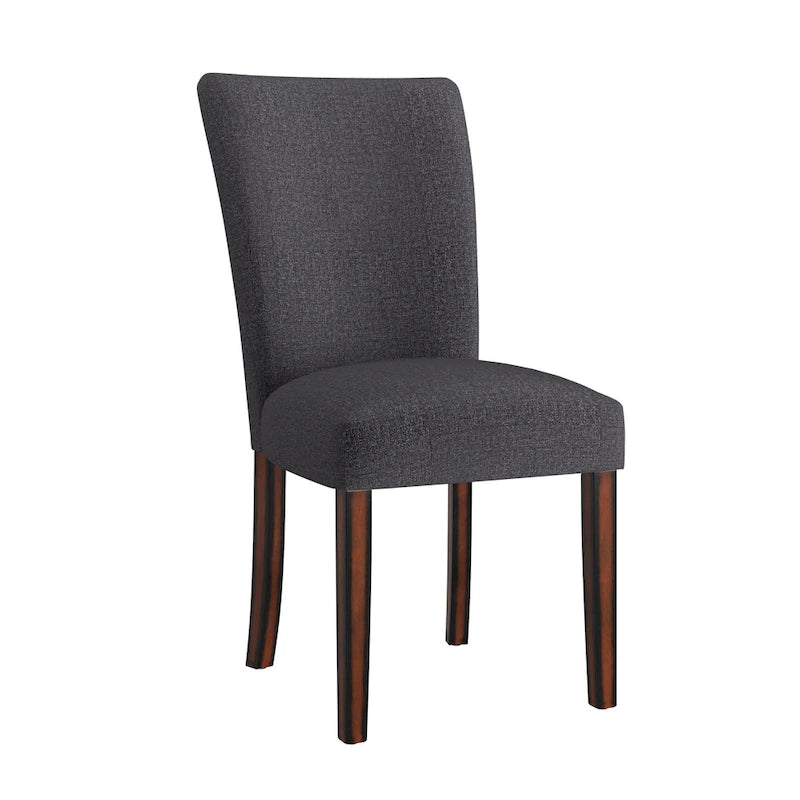 Set of 2 Contemporary Upholstered Dining Chairs, Espresso Rubberwood Legs, Velvet or Linen, 20.5" Seat Height