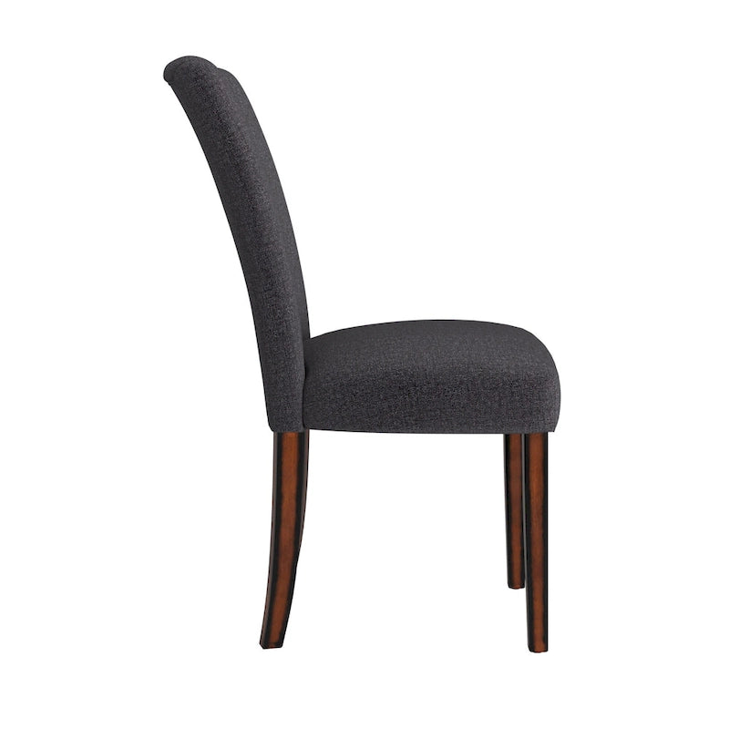 Set of 2 Contemporary Upholstered Dining Chairs, Espresso Rubberwood Legs, Velvet or Linen, 20.5" Seat Height