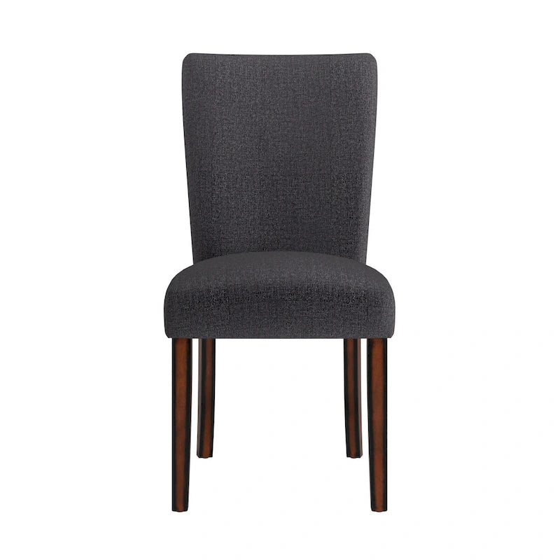 Set of 2 Contemporary Upholstered Dining Chairs, Espresso Rubberwood Legs, Velvet or Linen, 20.5" Seat Height