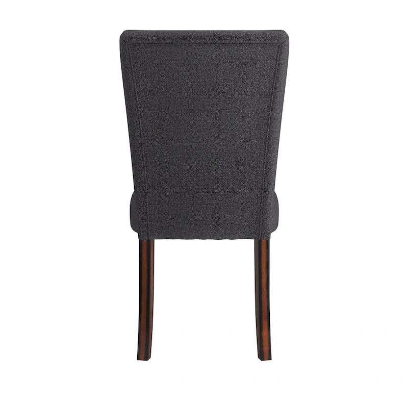Set of 2 Contemporary Upholstered Dining Chairs, Espresso Rubberwood Legs, Velvet or Linen, 20.5" Seat Height