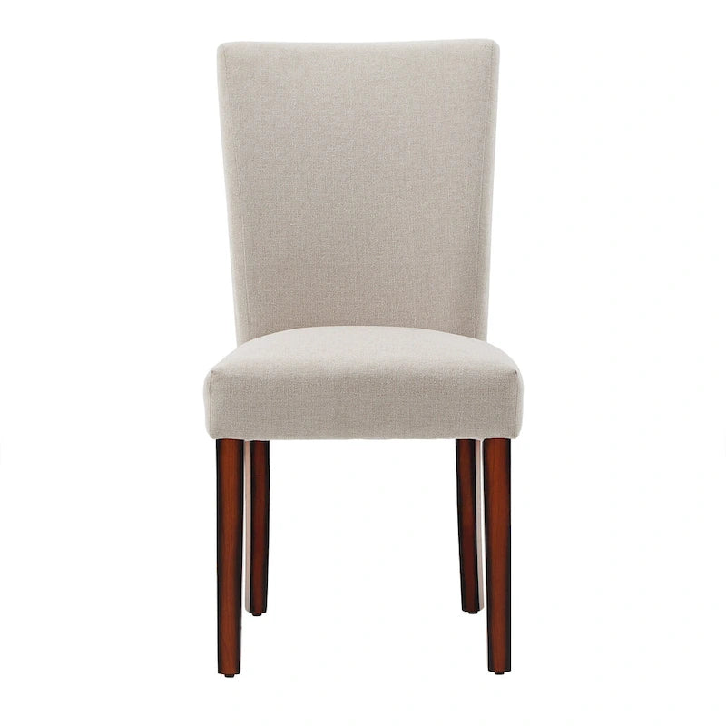 Set of 2 Contemporary Upholstered Dining Chairs, Espresso Rubberwood Legs, Velvet or Linen, 20.5" Seat Height