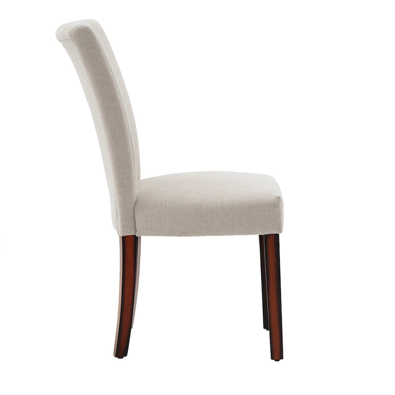 Set of 2 Contemporary Upholstered Dining Chairs, Espresso Rubberwood Legs, Velvet or Linen, 20.5" Seat Height