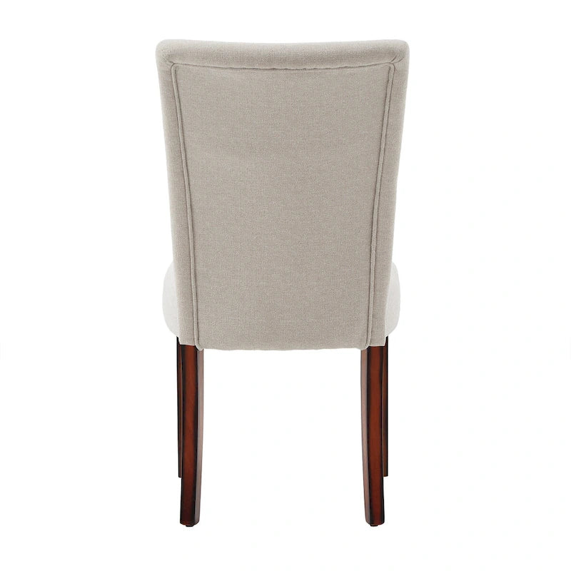 Set of 2 Contemporary Upholstered Dining Chairs, Espresso Rubberwood Legs, Velvet or Linen, 20.5" Seat Height