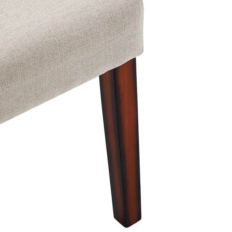 Set of 2 Contemporary Upholstered Dining Chairs, Espresso Rubberwood Legs, Velvet or Linen, 20.5" Seat Height