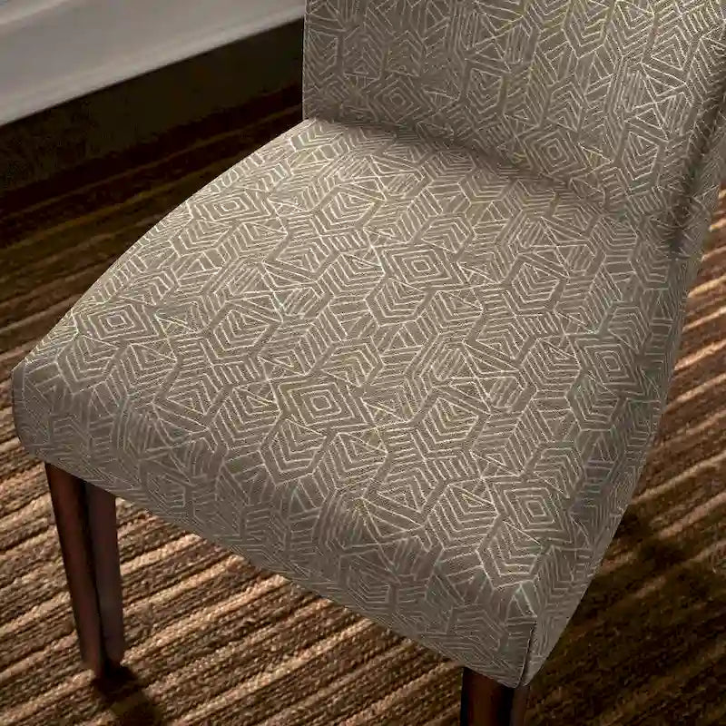 Set of 2 Contemporary Upholstered Dining Chairs, Espresso Rubberwood Legs, Velvet or Linen, 20.5" Seat Height