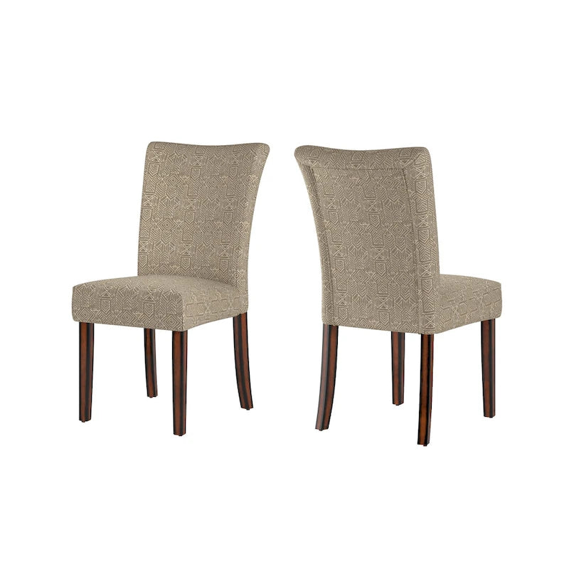 Set of 2 Contemporary Upholstered Dining Chairs, Espresso Rubberwood Legs, Velvet or Linen, 20.5" Seat Height