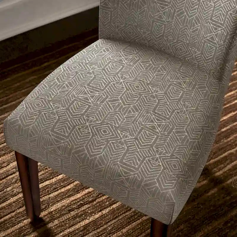 Set of 2 Contemporary Upholstered Dining Chairs, Espresso Rubberwood Legs, Velvet or Linen, 20.5" Seat Height