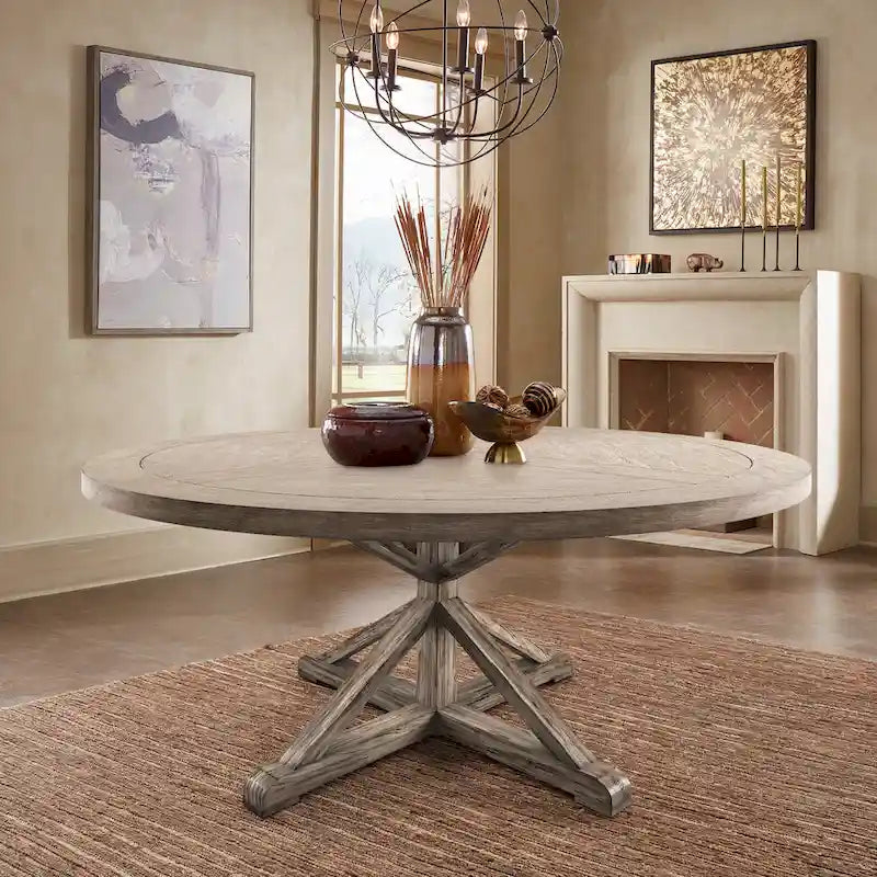 AntiQue-Style Gray Round Dining Table
