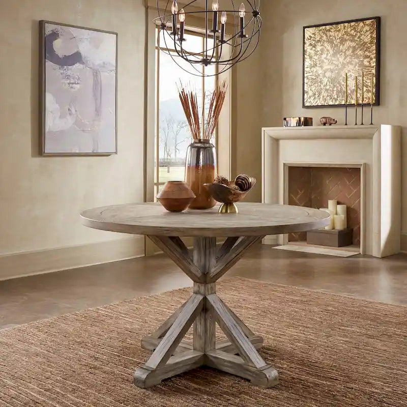 AntiQue-Style Gray Round Dining Table