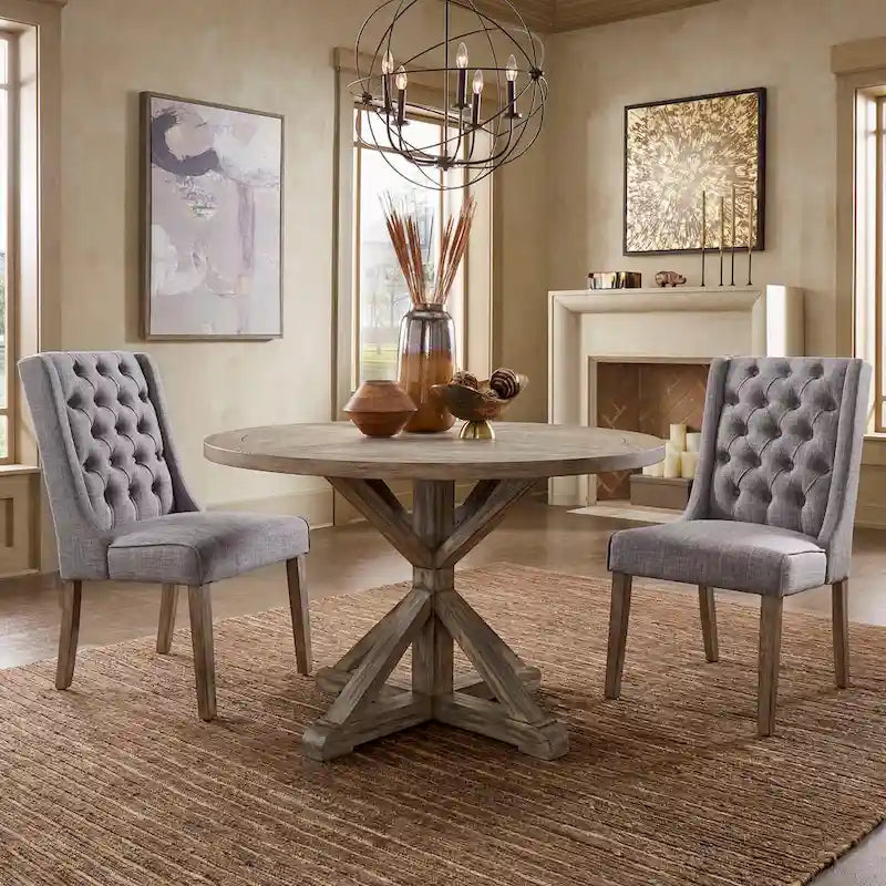 AntiQue-Style Gray Round Dining Table