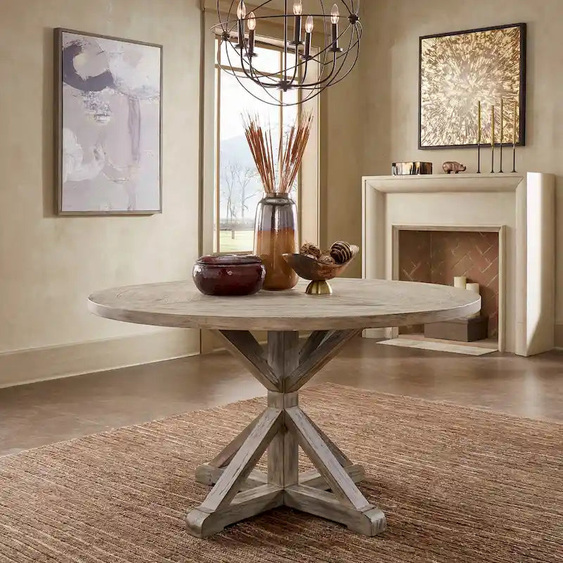 AntiQue-Style Gray Round Dining Table