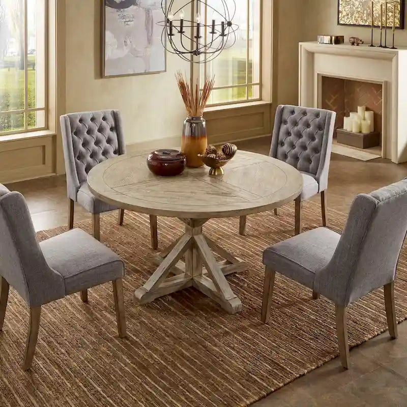 AntiQue-Style Gray Round Dining Table