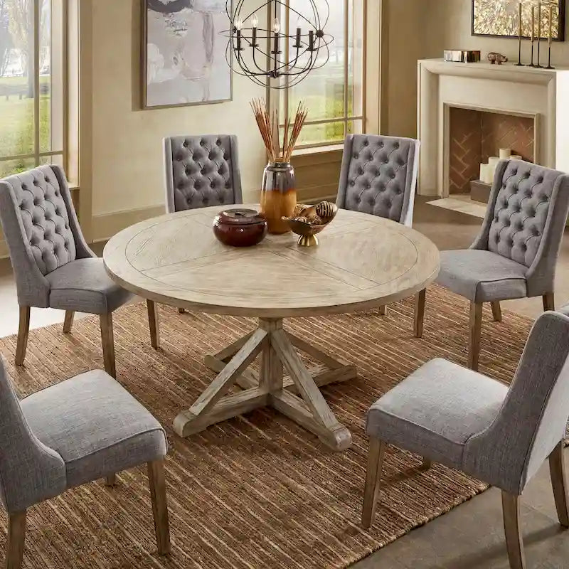 AntiQue-Style Gray Round Dining Table