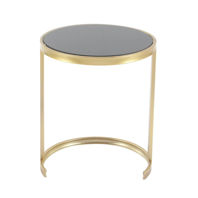 3-Piece Nesting Metal Accent Tables with Mirrored Glass Tops, Gold/Silver Finish, Contemporary Set