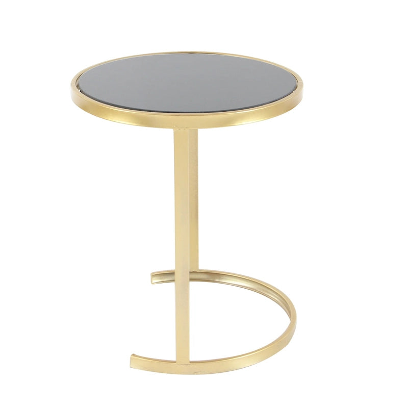 3-Piece Nesting Metal Accent Tables with Mirrored Glass Tops, Gold/Silver Finish, Contemporary Set