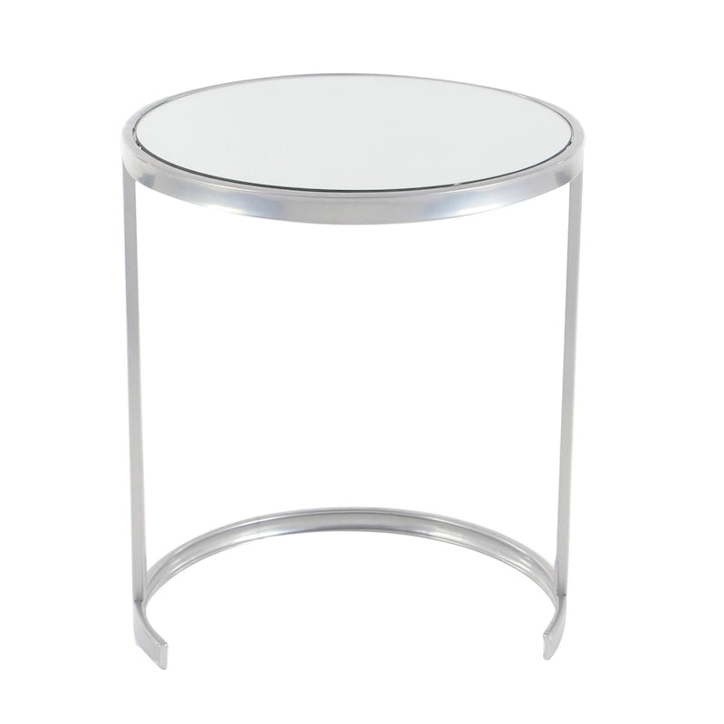 3-Piece Nesting Metal Accent Tables with Mirrored Glass Tops, Gold/Silver Finish, Contemporary Set