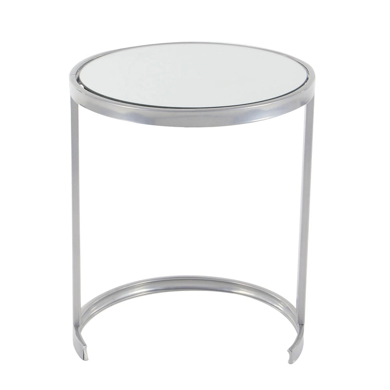 3-Piece Nesting Metal Accent Tables with Mirrored Glass Tops, Gold/Silver Finish, Contemporary Set