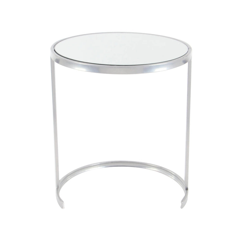 3-Piece Nesting Metal Accent Tables with Mirrored Glass Tops, Gold/Silver Finish, Contemporary Set