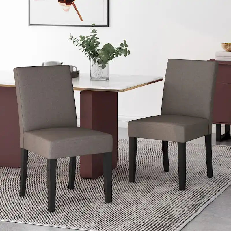Modern Rubberwood Upholstered Dining Chairs with Tapered Legs, Set of 2, Multiple Colors